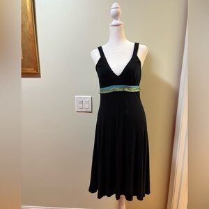 Free People black sleeveless midi dress with ribbon tie M vintage
